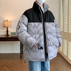 秋冬2024新款立领加厚拼接印花棉衣外套A436-5902-P98控价138，男装棉衣，电商A436