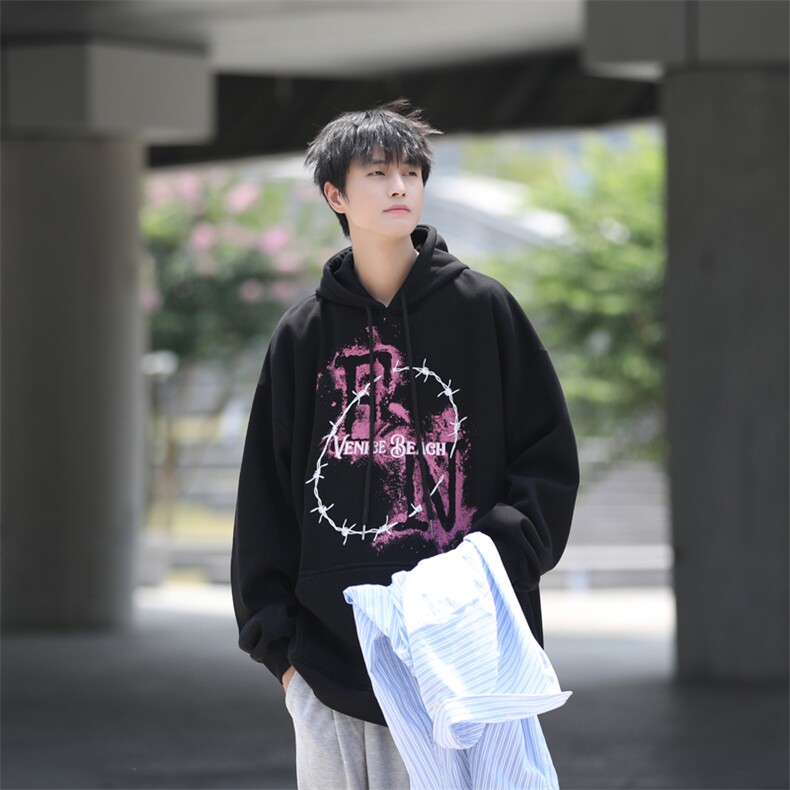 B266-FG01-P5023秋季新款宽松休闲情侣oversize潮流套头卫衣,男装卫衣,星座B257-1