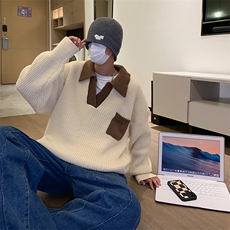 毛衣服男口袋翻领网红ins针织衫潮流宽松毛线编织外MY32-P48，男装针织衫/毛衣，星座308B-1