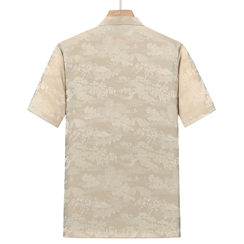 夏季中老年男士中式唐装风香云纱居士服汉服上衣TRS2305-P60,男装T恤,星座1105-3