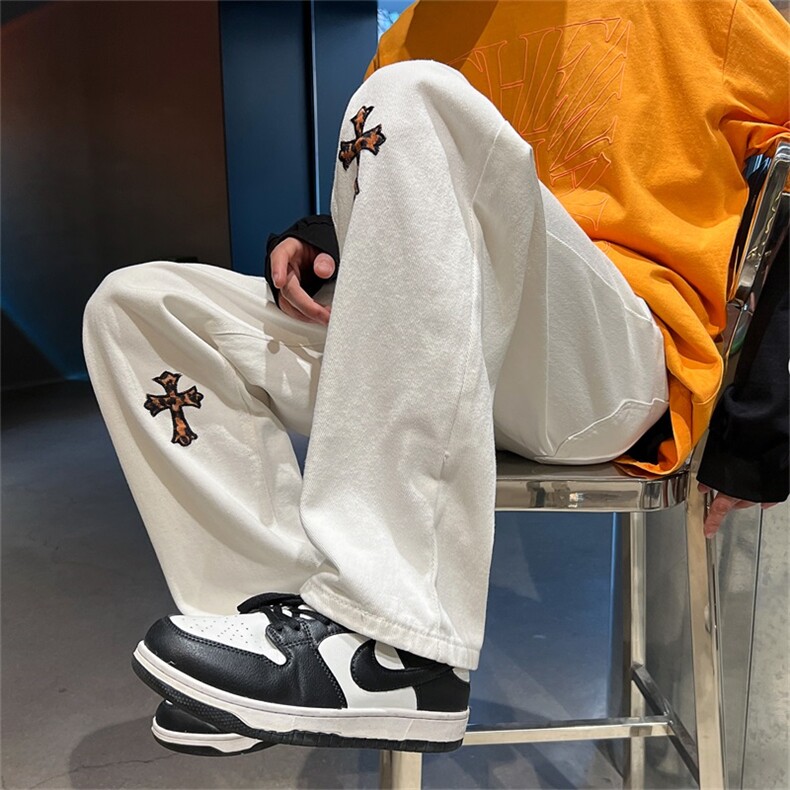2022潮牌高街小众十字架hiphop阔腿裤复古牛仔裤男K3075-P40,男装牛仔裤,星座512-3