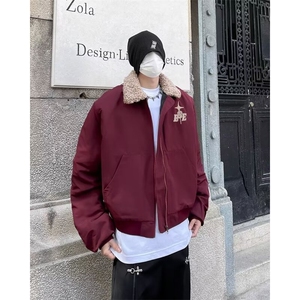 美式复古羊羔毛翻领时尚棉服男女冬季小牛津棉衣HY520-P78图片