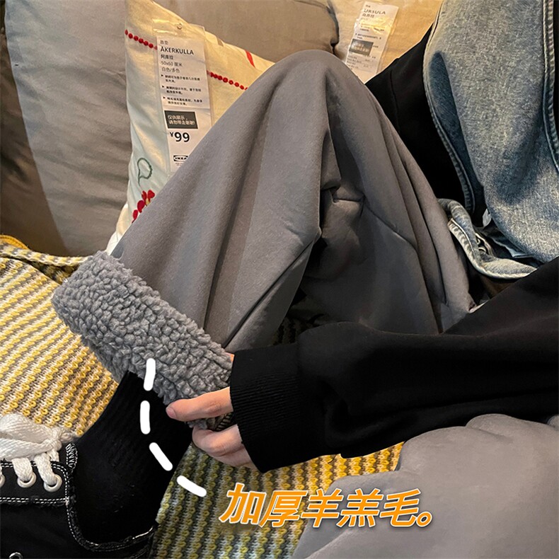 羊羔毛棉裤男冬季加绒加厚纯色保暖休闲裤K3703 B315 P65控78图片