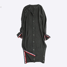 2025年秋季新款系扣针织女士中长款开衫外套时尚休闲通勤百搭，女装针织衫/毛衣，江杉羊绒