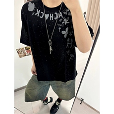 万针全刺绣工艺抖音得物高品质260克重磅纯棉双纱美式高街短袖T恤，男装T恤，电商A486