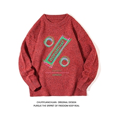 加厚加绒毛衣男大码毛线衣男针织衫M19171-P45加绒款-P65白底，男装针织衫/毛衣，电商A040A