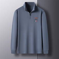 长袖T恤男立领薄款上衣2023春秋季中年男士百搭休闲POLO衫潮流款，男装T恤，电商B212（原钱塘6029）