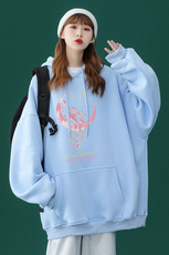 ！2024春季新品慵懒简约甜美印花宽松连帽卫衣W288P35控48，男装卫衣，A247A