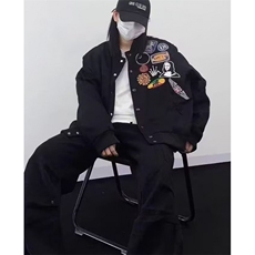 徽章刺绣棒球服外套男女学生春秋百搭潮牌黑色立领夹克KA4130，男装夹克，星座1116A（原606A-3）