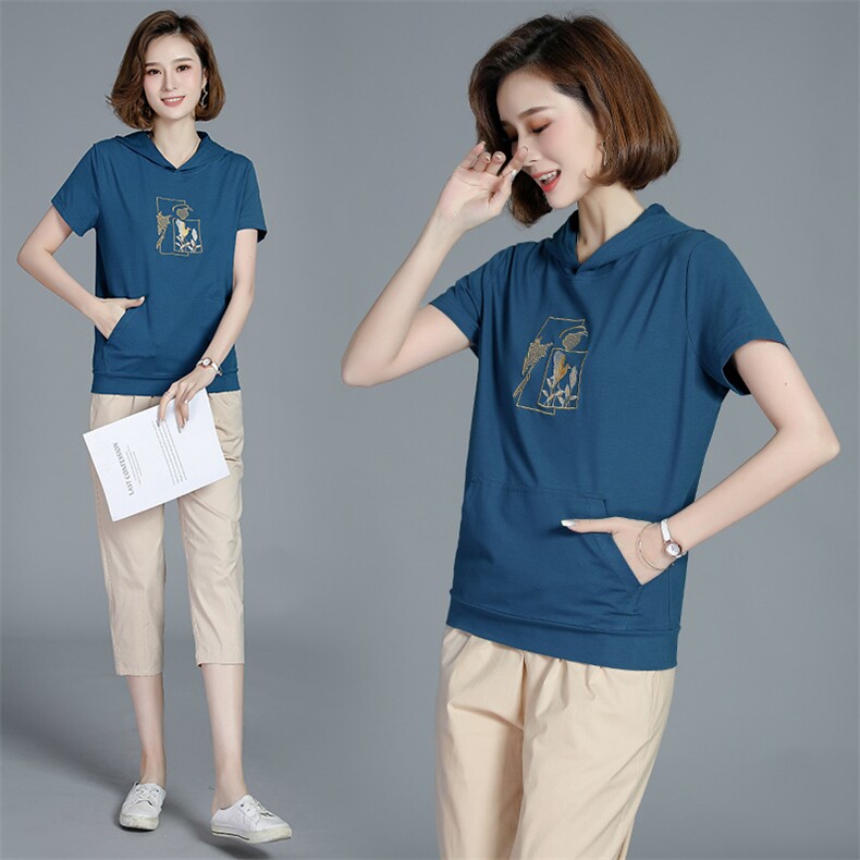 2021年夏季简约时尚圆领短袖纯色气质休两件套,女装套装/套裙,依恋蒂丝