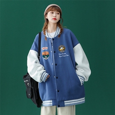 2022春季新品卡通印花宽松休闲夹克情侣棒球服外套G87P65控78，男装夹克，A247A