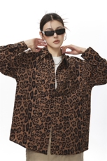 野性豹纹长袖衬衫大码M-5XL100%聚酯纤维衬衫中性CS78728P35控58，男装衬衫，星座226-1