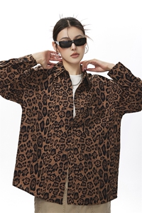 野性豹纹长袖衬衫大码M-5XL100%聚酯纤维衬衫中性CS78728P35控58图片