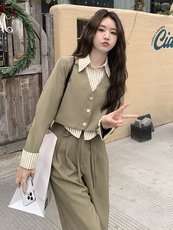 春现-拼色小香风减龄气质裙裤外套套装B190-2821-P160-K228，女装套装/套裙，2B190