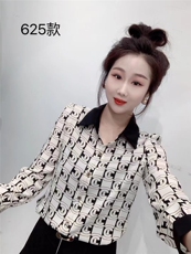 2025百搭时尚简约碎花衬衣领半袖，女装衬衫，思沃羊绒