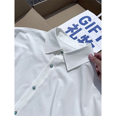 学院风白色短袖衬衫男生夏季薄款oversize学生帅气青少年衬衣外套，男装衬衫，电商A007