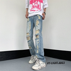 2026夏季美式高街破洞小众牛仔裤货号K725P55，男装牛仔裤，电商A063