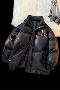 港风 PU皮棉衣情侣装男装立领棉衣宽松棉服冬装外套G1071 P128图片
