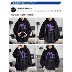 后包薄双帽卫衣原宿流行简约潮流新款百搭气质文艺时尚日系慵懒，男装卫衣，星座1210-1