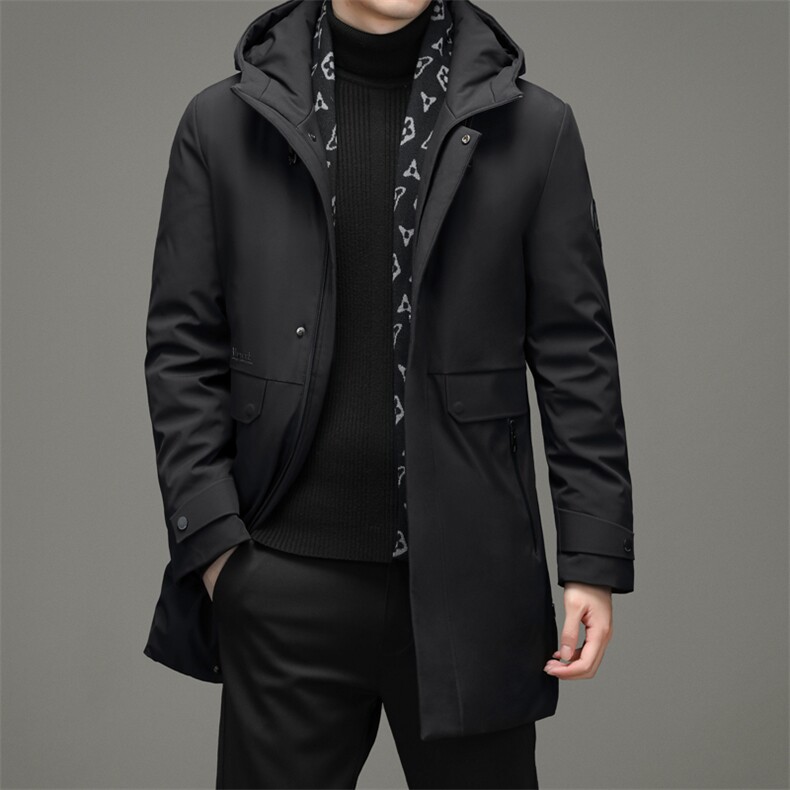 2023冬季新款中青年羽绒服男潮流鸭绒中长款连帽外套DD21801-P310图片