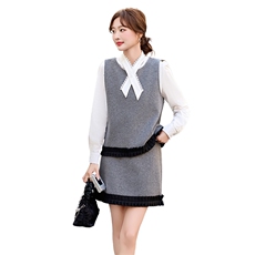 时尚休闲套装女2025年新款无袖坎肩上衣短裙两件套女春季，女装套装/套裙，采品优优