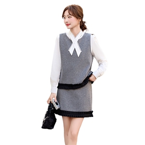 时尚休闲套装女2025年新款无袖坎肩上衣短裙两件套女春季图片