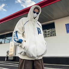 2024羊羔毛外套男冬季棉服潮流宽松连帽棉袄MF098-P60，男装棉衣，星座313A-2
