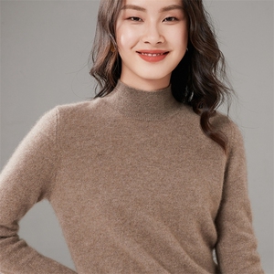 2025春秋新款羊绒衫女100纯山羊绒纯色套头长袖软糯百搭针织衫图片