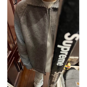 秋冬新款连帽开衫男士镂空设计感潮流复古潮牌拉链痞帅针织衫毛衣图片