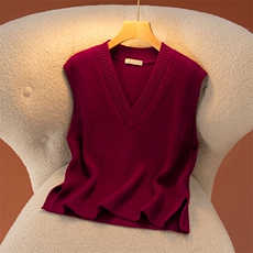 2025年秋季V领开叉马甲时尚百搭休闲，女装马甲，盛世绒华