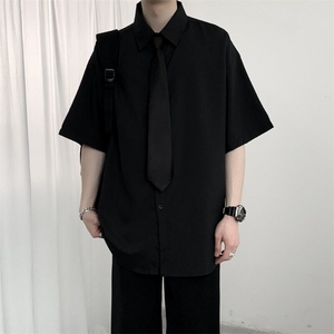 夏季短袖衬衫日系班服宽松衬衣带领带k13/P30图片