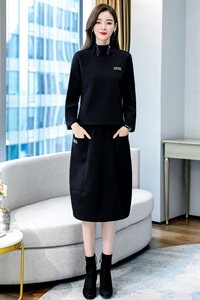 时尚套裙两件套中高领休闲舒适女2022年春季，女装套装/套裙，凝聚力