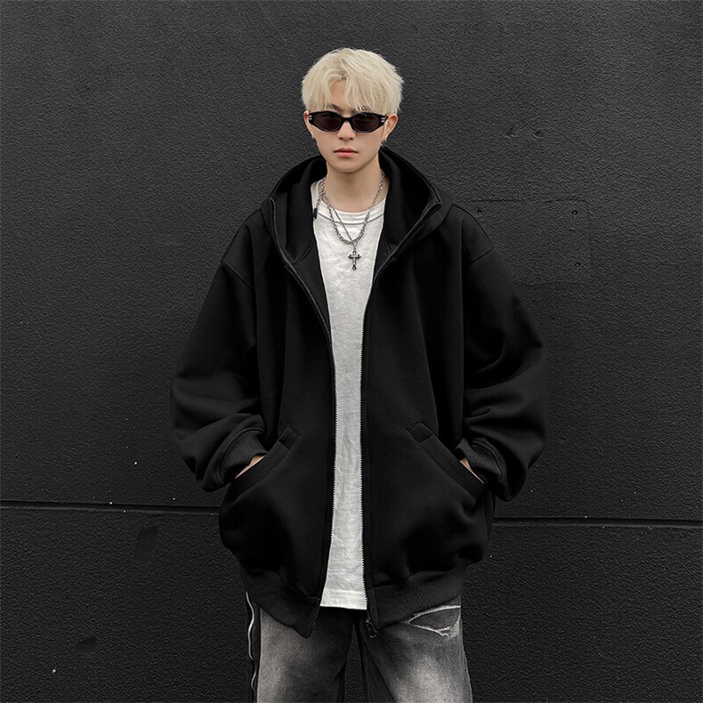 WY607-P55秋冬美式重磅cleanfit慵懒风连帽卫衣外套,男装卫衣,星座1503