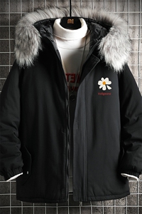 MM48059-P130 冬季大毛领棉衣男士大码加厚棉袄男棉服 网格图片