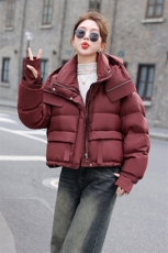 欧货显瘦短款羽绒服女2025冬季新款加厚宽松连帽小个子白鸭绒外套，女装羽绒服，意芙