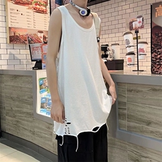 无袖T恤男ins破洞背心韩版潮流运动内搭打底衫潮牌个性ST071-P25，男装背心/马甲，星座412-3