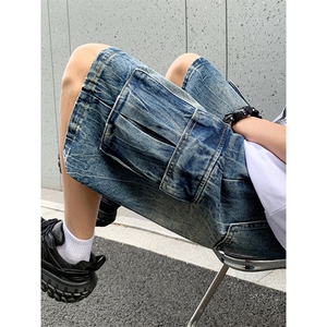 B221美式ins高街小众夏季重工艺工装牛仔短裤LK24177-P60控78