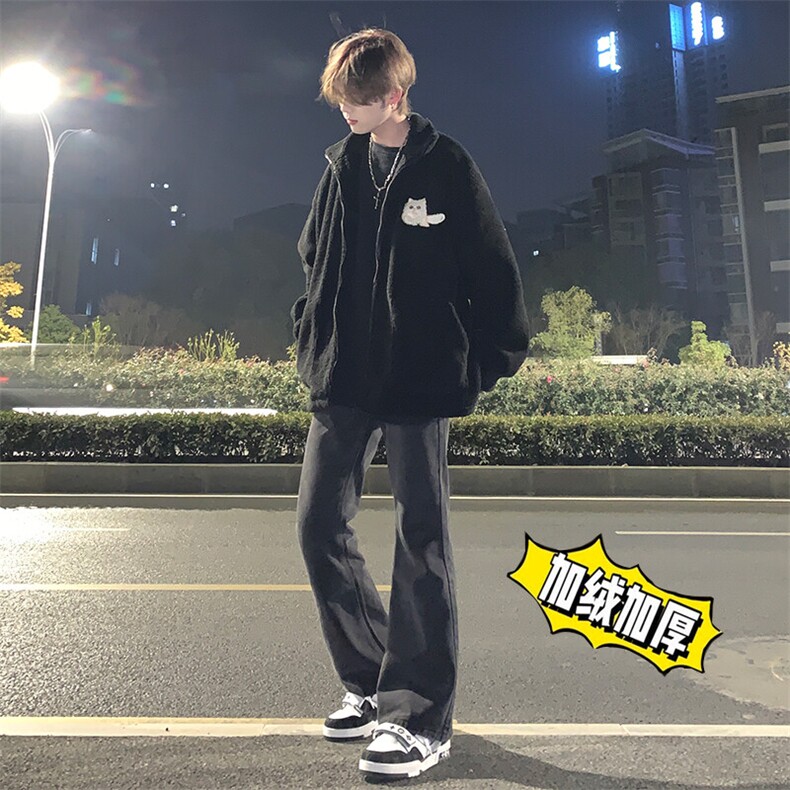 高街vibe纯色牛仔裤男款修身微喇叭裤控价68常规55加绒65,男装牛仔裤,星座310A-4