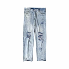 ins网红破洞牛仔裤男直筒宽松拖地阔腿裤夏季薄款老爹裤N8803-p40，男装牛仔裤，星座1008-1