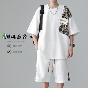 特批P35无差价夏季短袖T恤短裤新中式潮高级感休闲两件套TZ054图片