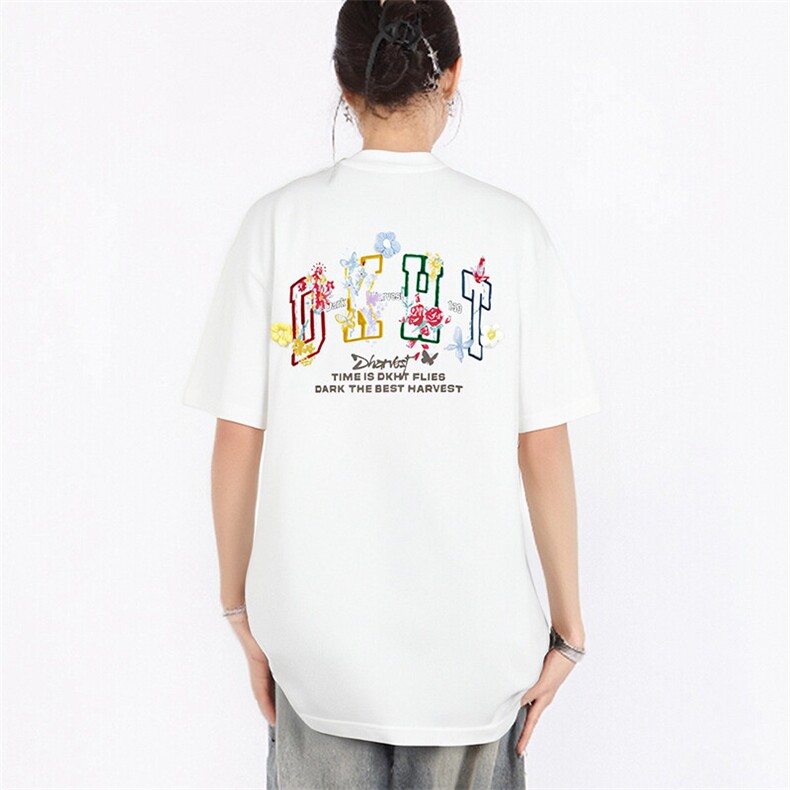 万针全刺绣工艺抖音得物高品质260克重磅纯棉双纱美式高街短袖T恤图片