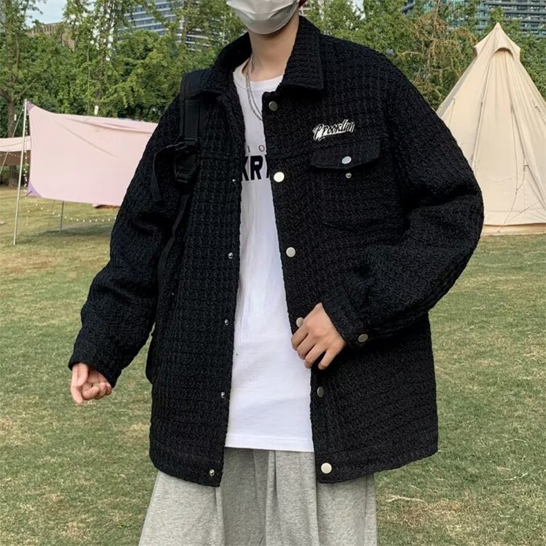 1506/QW10180/P59美式复古绗棉底特律夹克外套潮牌秋冬情侣上衣图片