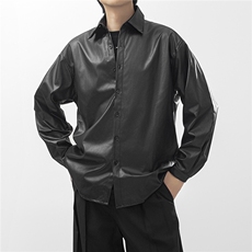 港风秋冬款男PU皮衬衫休闲宽松皮夹克外套JK0026P50，男装夹克，星座1013-1