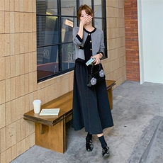 小香风高级感套装裙女2025春季新款气质针织外套吊带连衣裙两件套，女装套装/套裙，维壹
