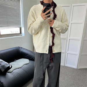 重磅秋冬男女北极绒开衫毛衣美式复古休闲慵懒风单排扣针织衫外套图片
