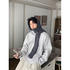 cleanfit纯色连帽毛衣男女秋季宽松慵懒高级感设计软糯针织衫内搭，男装针织衫/毛衣，星座506A