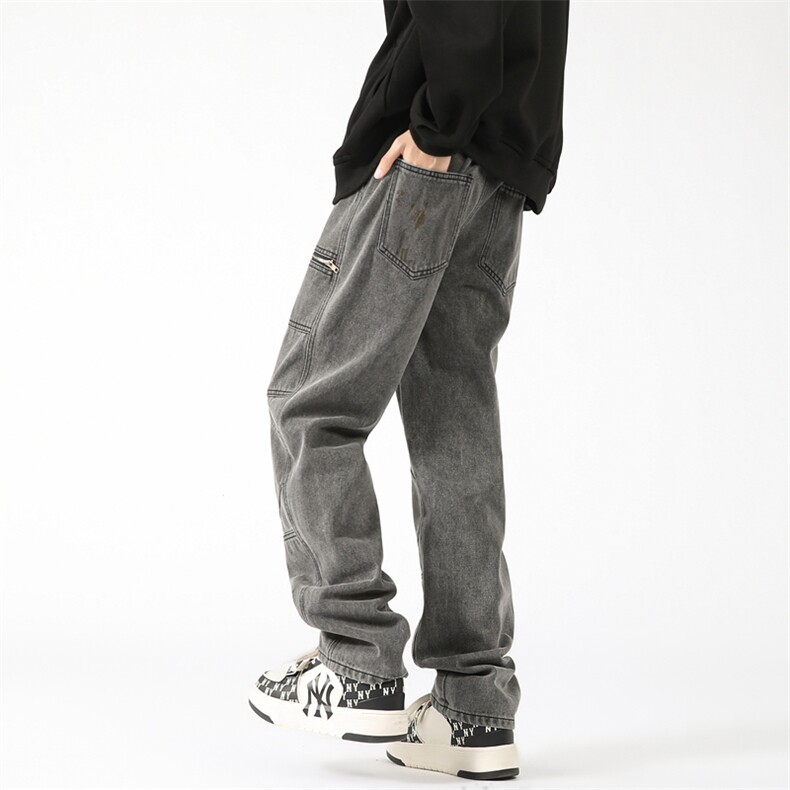 潮牌水洗做旧复古牛仔裤夏季新款美式高街宽松直筒休闲裤,男装休闲裤,星座410-6（原星座1304-1）