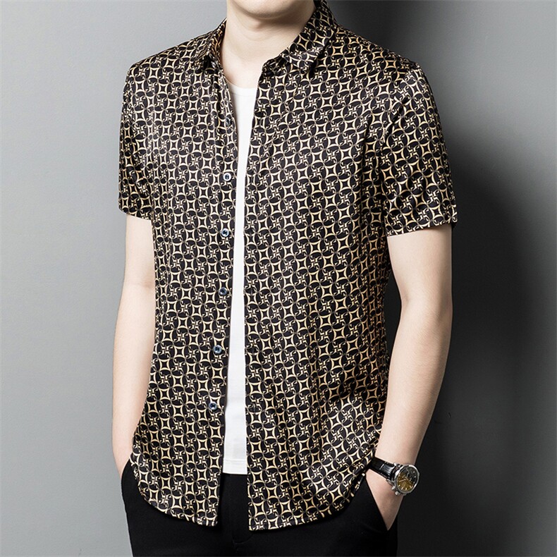 GBN6633男士2023夏季新款短袖衬衫打底衫商务休闲男装P265，男装衬衫，电商B360