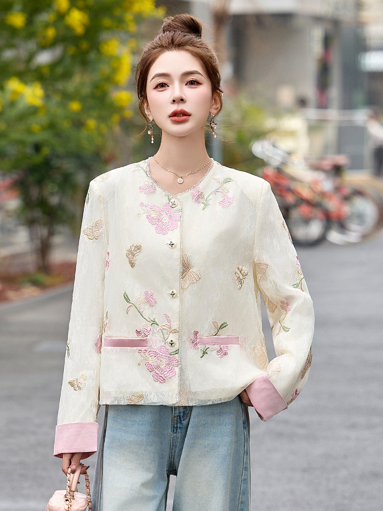 小香风气质轻奢刺绣外套女2026新款春夏薄款防晒蕾丝开衫上衣,女装短外套,艾仟回(原伊仟回)
