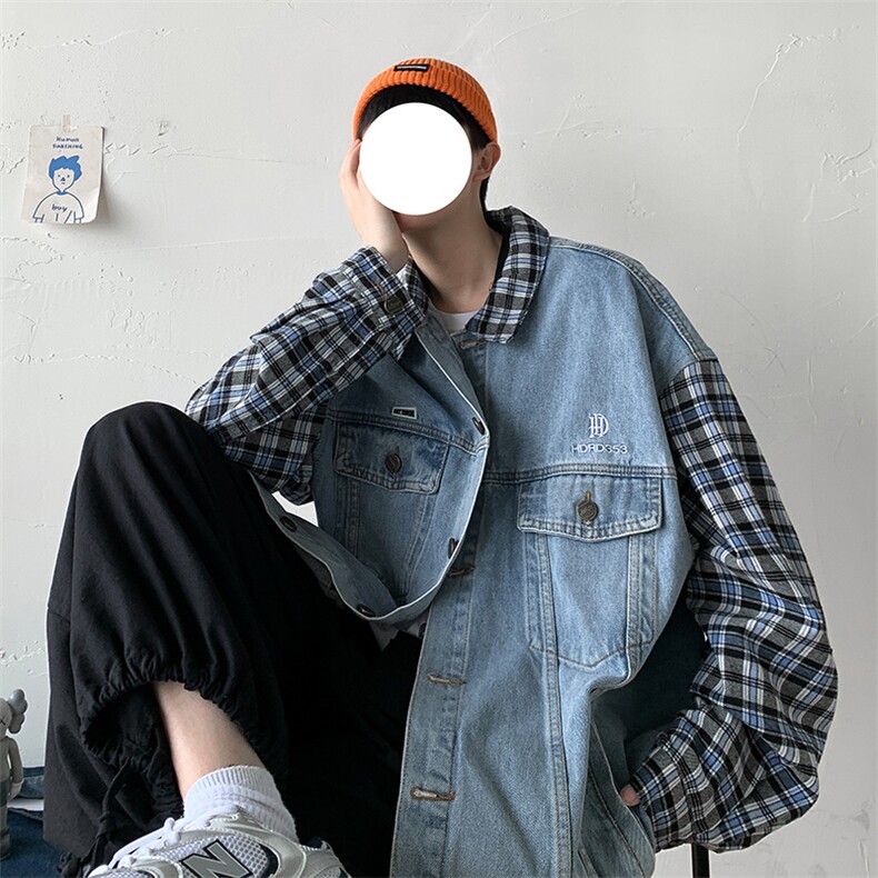 【】A003-HJ5125-P95新款牛仔夹克接拼假两件 几物图片